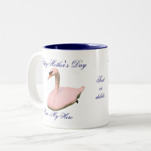 Tasse 2 Couleurs Maman Mon héros Fête des Mères Swan Personnalisé