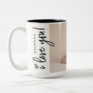 Tasse 2 Couleurs Mamie moderne je t'aime Photo de bébé Personnalisé