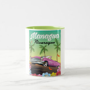 Tasse 2 Couleurs Managua - affiche de voyage du Nicaragua