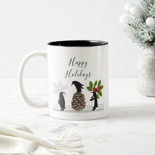 Tasse 2 Couleurs Manchot de Noël personnalisé mignon drôle