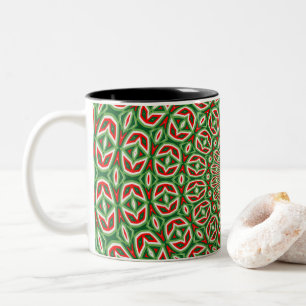 Tasse 2 Couleurs Mandala de Noël bicolore vert et rouge et blanc