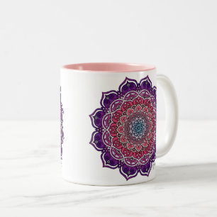 Tasse 2 Couleurs Mandala Florale rose-pourpre