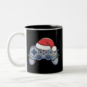 Tasse 2 Couleurs Manette de jeu vidéo chapeau de Noël Santa Gamer