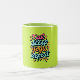 Tasse 2 Couleurs Manger Yoga Sommeil Répéter la typographie