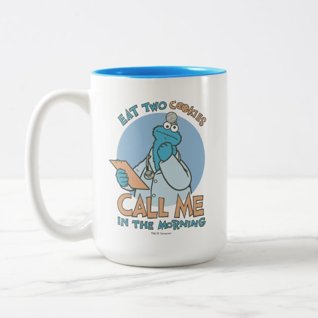 Tasse 2 Couleurs Mangez deux cookies, appelez-moi le matin (Gauche)