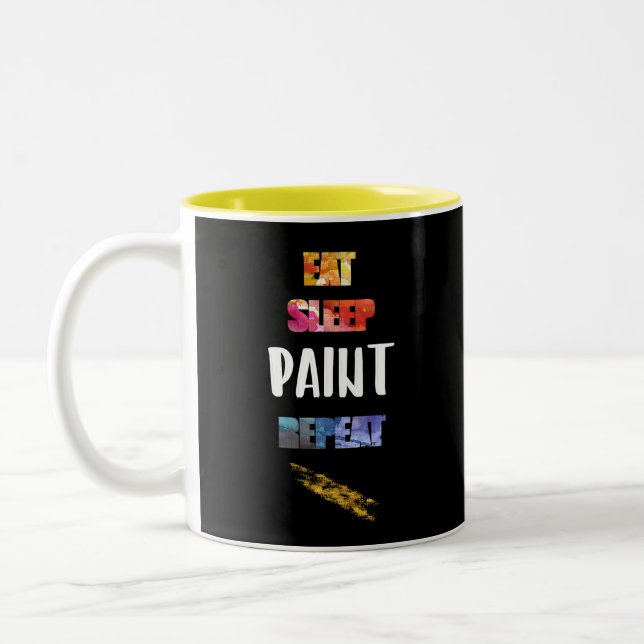 Tasse 2 Couleurs Mangez, dormez, peignez, répétez. Cadeau (Gauche)