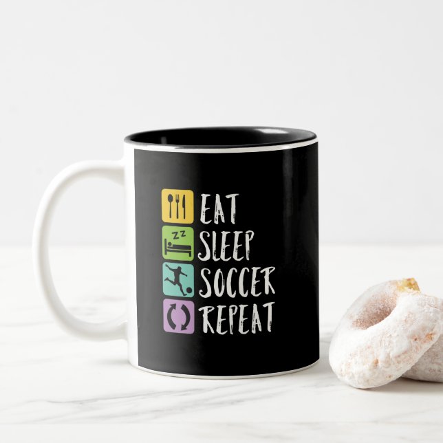 Tasse 2 Couleurs Mangez Sleep Football Répéter Joueur Entraîneur Ve (Avec donut)