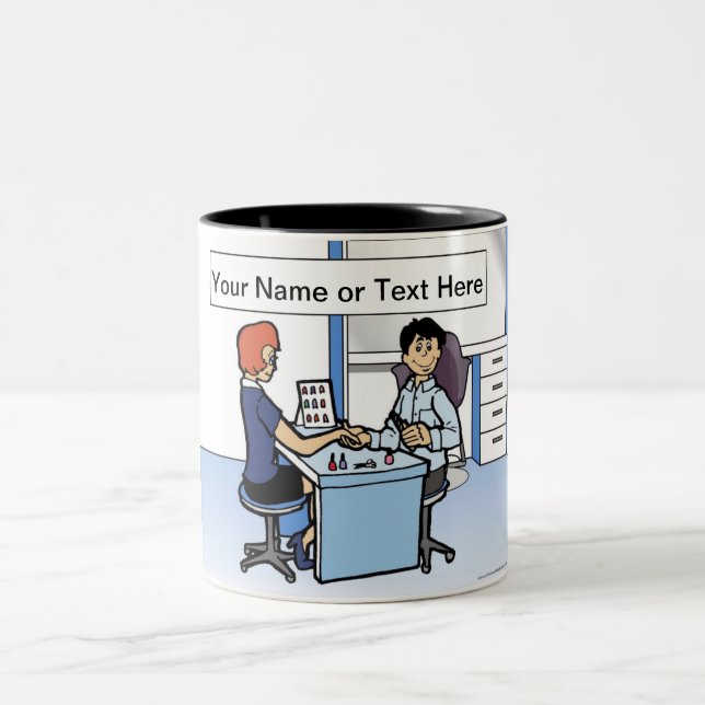 Tasse 2 Couleurs Manicuriste Personnalisé, Nail Tech - Dessin mascu (Centre)