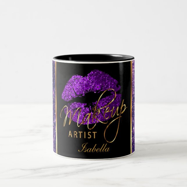 Tasse 2 Couleurs Maquillage Artiste Parties scintillant violet lèvr (Centre)