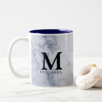 Marbre bleu blanc de monogramme exécutif