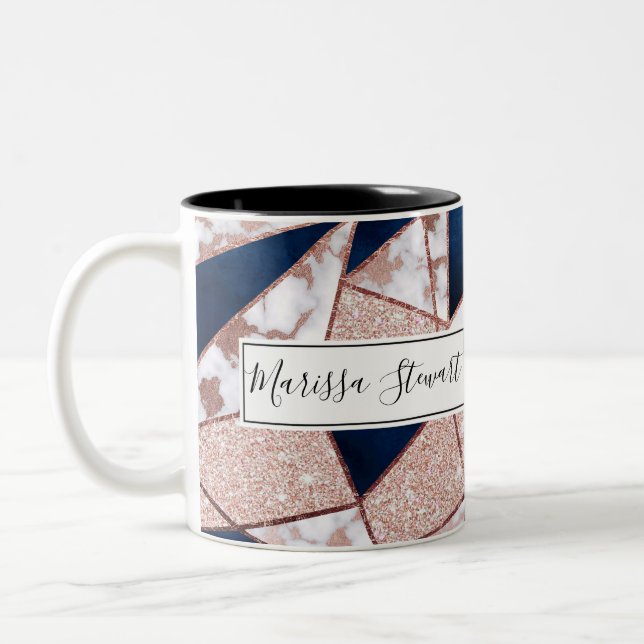 Tasse 2 Couleurs Marbre géométrique de la Parties scintillant Rose  (Gauche)
