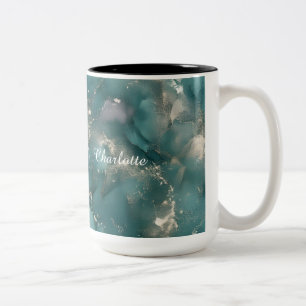Tasse 2 Couleurs Marbre personnalisé de luxe avec nom personnalisé
