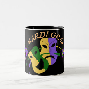 Tasse 2 Couleurs Mardi Gras Tragique, Masque Comique Coloré