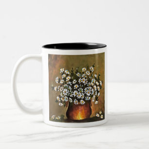 Tasse 2 Couleurs Marguerites Dans Un Vase De Couleur Cuivre