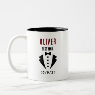 Tasse 2 Couleurs Mariage BEST MAN Tuxedo Nom personnalisé Deux tons