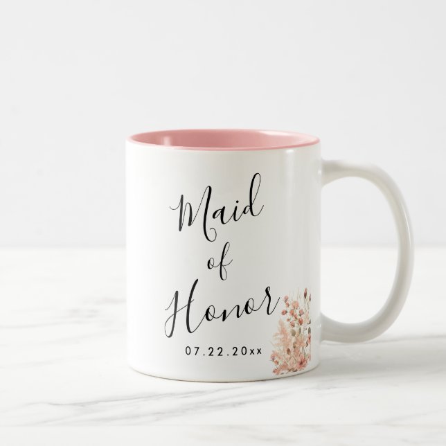 Tasse 2 Couleurs Mariage Floral Boho (Droit)