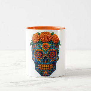 Tasse 2 Couleurs Marigold Day coloré du crâne de sucre mort