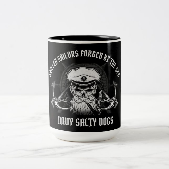 TASSE 2 COULEURS MARINE NAVY SKILORS / CHIENS DE VENTE (Centre)