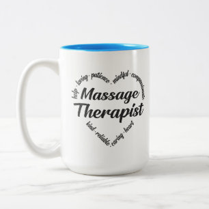 Tasse 2 Couleurs Massage Thérapiste Mot de coeur Nuage