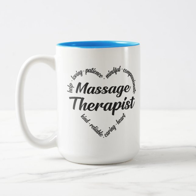 Tasse 2 Couleurs Massage Thérapiste Mot de coeur Nuage (Gauche)