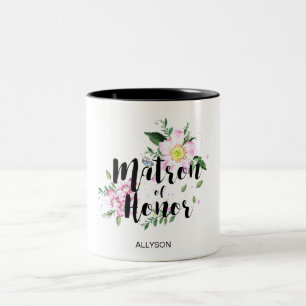 Tasse 2 Couleurs Matron d'honneur Mariage d'aquarelle rose