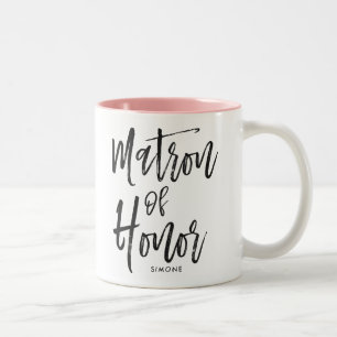 Tasse 2 Couleurs Matron d'honneur Style de script Mariage personn