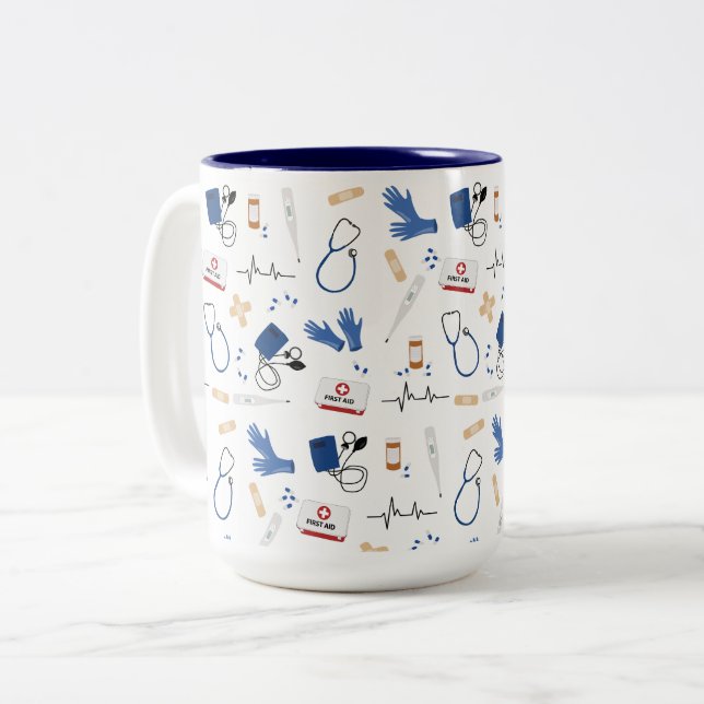 Tasse 2 Couleurs Médecin Médicale moderne Motif infirmière (Devant gauche)