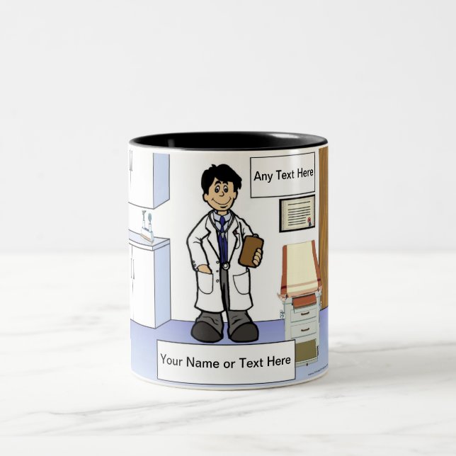 Tasse 2 Couleurs Médecin personnalisé - Dessin masculin (Centre)