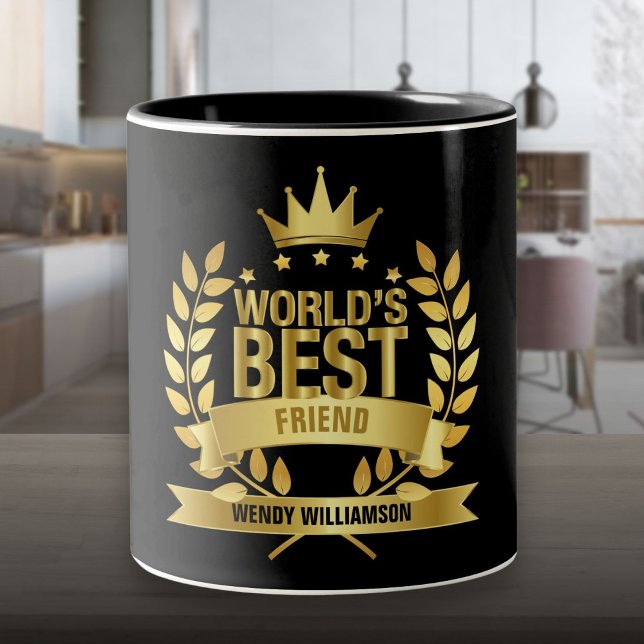 Tasse 2 Couleurs Meilleur Ami du monde Fun Gold Black (World's Best Friend Fun Gold Black Two-Tone Coffee Mug)