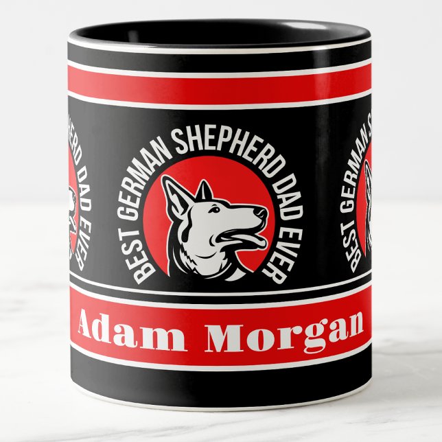 Tasse 2 Couleurs Meilleur berger allemand personnalisé papa jamais (Créateur téléchargé)