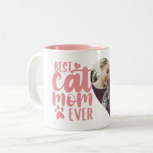 Tasse 2 Couleurs Meilleur Chat Maman Jamais mignonne Nom Photo Rose