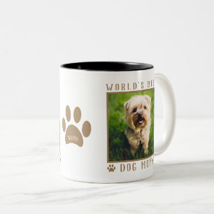 Tasse 2 Couleurs Meilleur chien du monde maman Empreinte de patte N