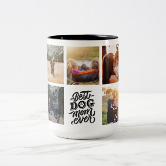 Tasse 2 Couleurs Meilleur Chien Maman Jamais Personnalisé Photo Col