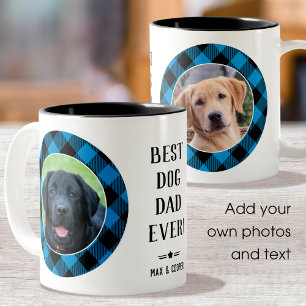 Tasse 2 Couleurs Meilleur Chien Papa Jamais Nom photo Bleu