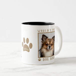 Tasse 2 Couleurs Meilleur Chien Papa Nom de l'Empreinte de patte Pe