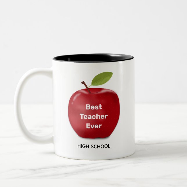 Tasse 2 Couleurs Meilleur enseignant et Pomme rouge (Gauche)