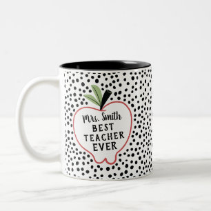 Tasse 2 Couleurs Meilleur Enseignant Personnalisé Jamais Pomme Musi
