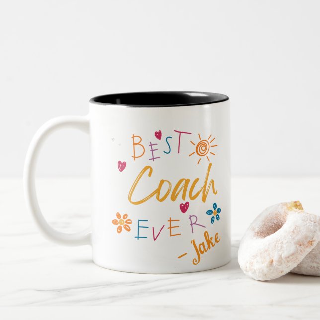 Tasse 2 Couleurs Meilleur entraîneur Jamais cadeau entraîneur sport (Avec donut)