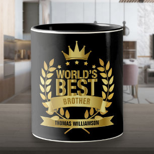 Tasse 2 Couleurs Meilleur Frère au Monde Fun Noir et Or