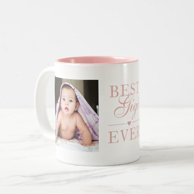 Tasse 2 Couleurs Meilleur Gigi jamais rose Anniversaire Personnalis (Devant gauche)
