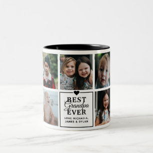 Tasse 2 Couleurs Meilleur Grand-Père Moderne 7-Photo Collage & Noms