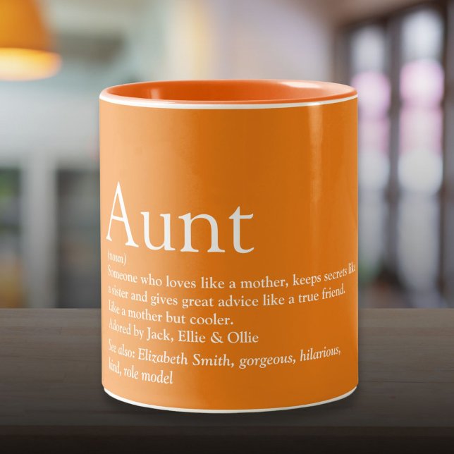 Tasse 2 Couleurs Meilleur Jour Tante Tante Fun Définition Citation  (Best Ever Aunt Auntie Fun Definition Quote Orange Two-Tone Coffee Mug)