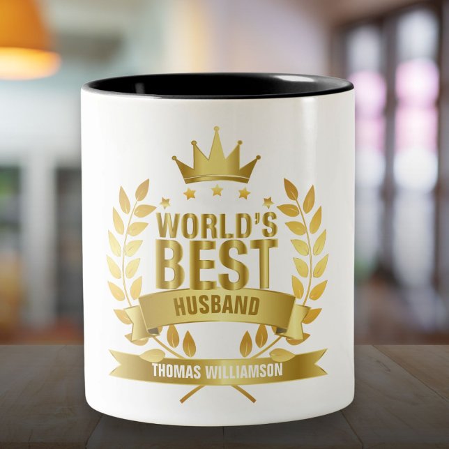 Tasse 2 Couleurs Meilleur Mari du monde 5 Gold Star (World's Best Husband 5 Gold Star Two-Tone Coffee Mug)