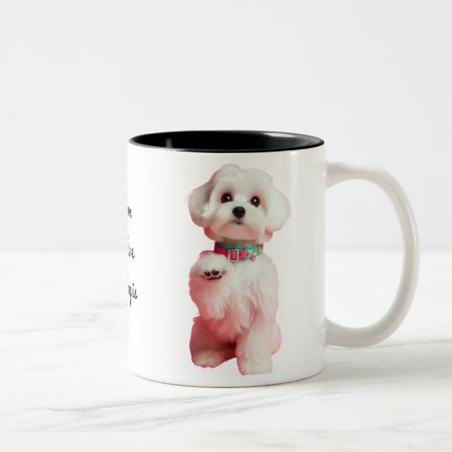 Tasse 2 Couleurs Meilleur Mignonne Chien Maltais Personnalisé Anima (Droit)