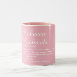 Tasse 2 Couleurs Meilleur Nom d'ami Définition Chic Script Girly Ro