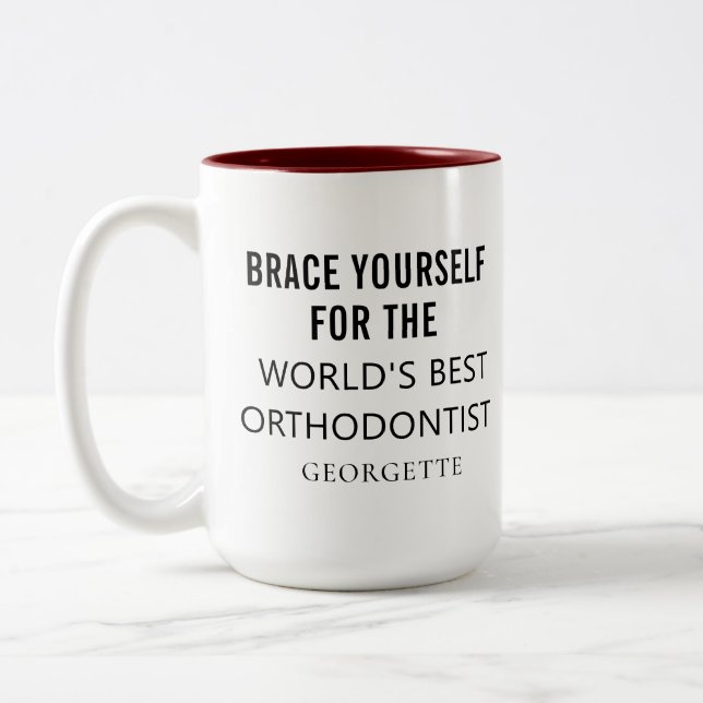 Tasse 2 Couleurs Meilleur nom professionnel Orthodontiste personnal (Gauche)
