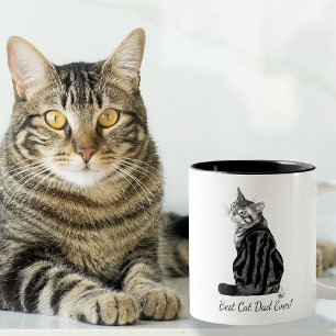 Tasse 2 Couleurs Meilleur Papa Chat Argenté Tabby Fête des Pères