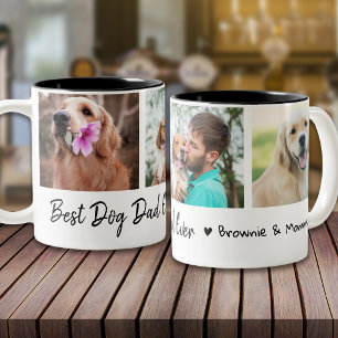 Tasse 2 Couleurs Meilleur Papa de Chien Collage Photo Personnalisé 