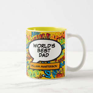 Tasse 2 Couleurs Meilleur Papa du Monde Drôle Livre de Bande Dessin