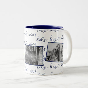 Tasse 2 Couleurs Meilleur papa du monde Texte avec photos personnal